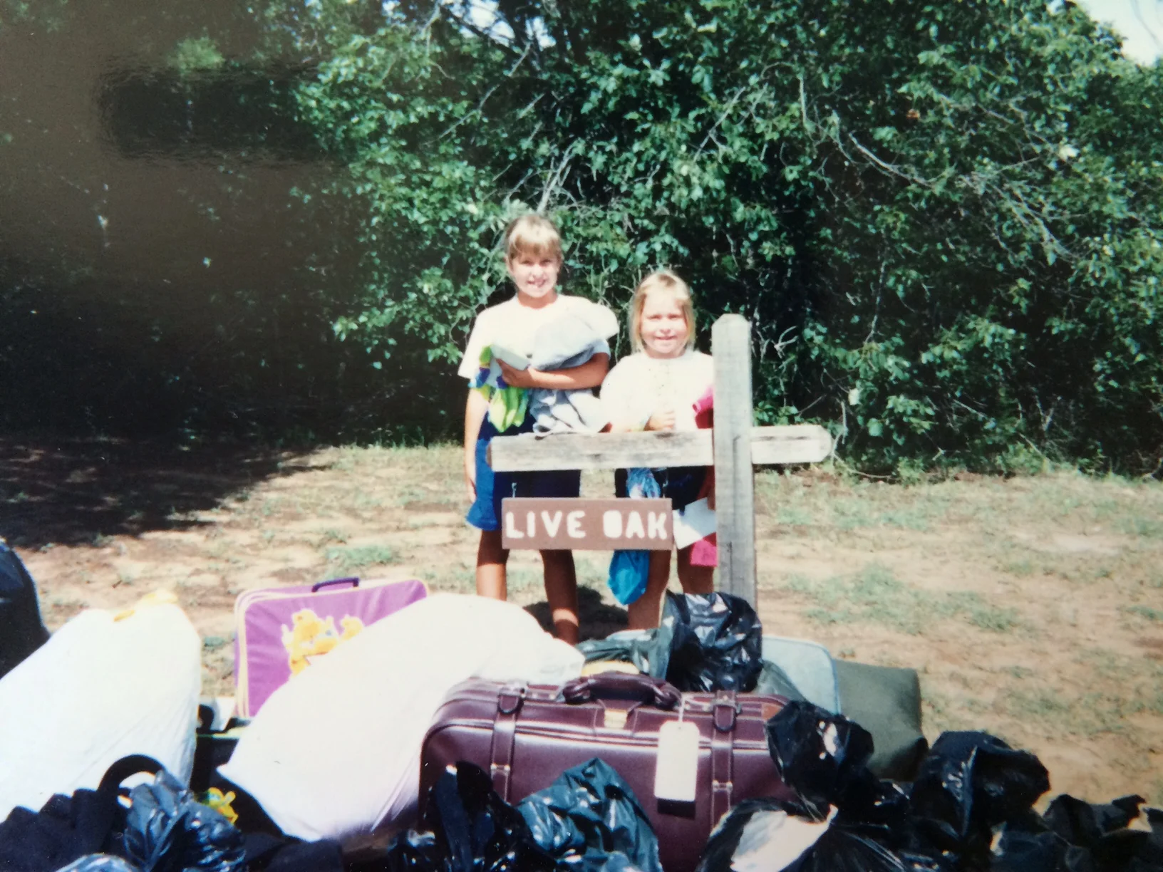 My older sister Mindy and I, first day of camp, early 1990's