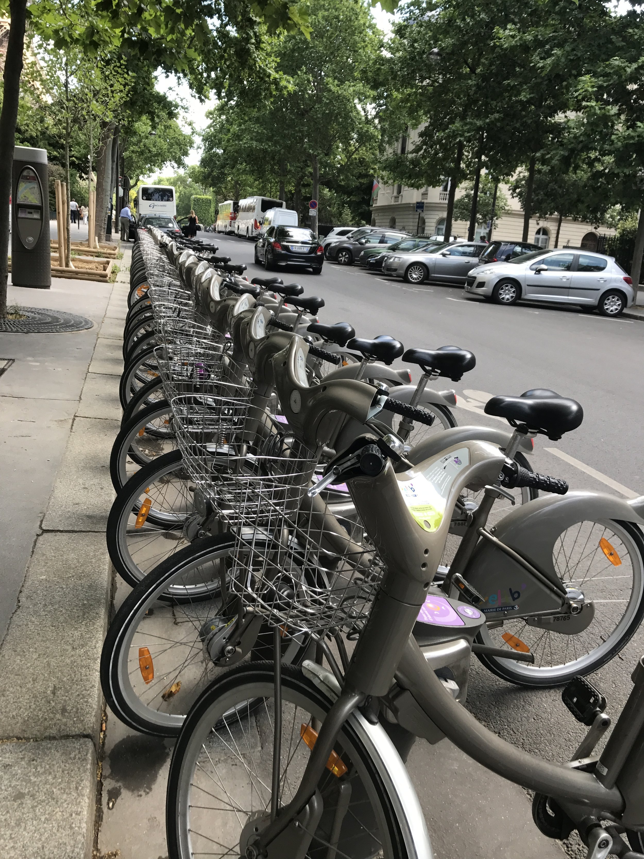 Velib Bike Share in Paris. Look at those baskets!