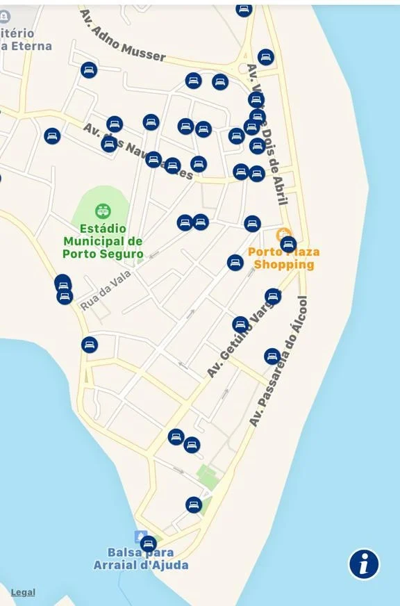 Suggested lodging in Porto Seguro (in order of proximity to the balsa (ferry):