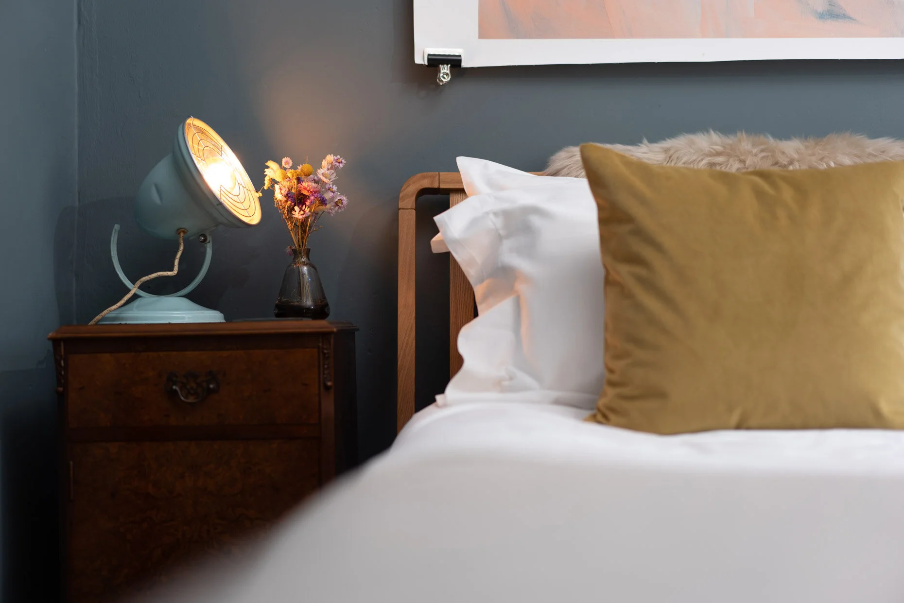 Railway Cottage, luxury self catering, bedroom, vintage and industrial accessories