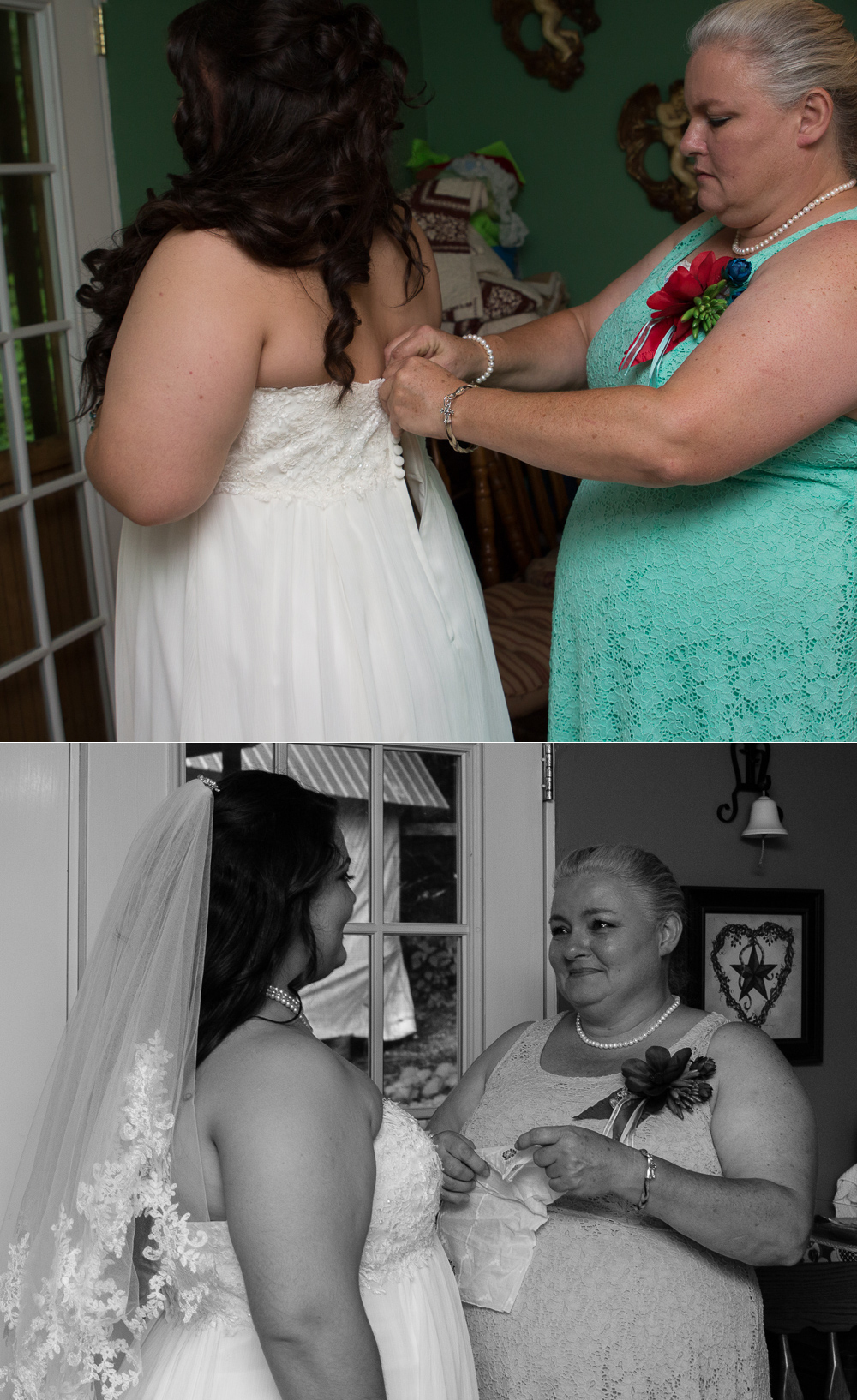 I'm usually not one to get emotional and weepy when moms help daughters into their dresses, but this mom and daughter have a special place in my life and heart, and I couldn't help but tear up as I watched them.
