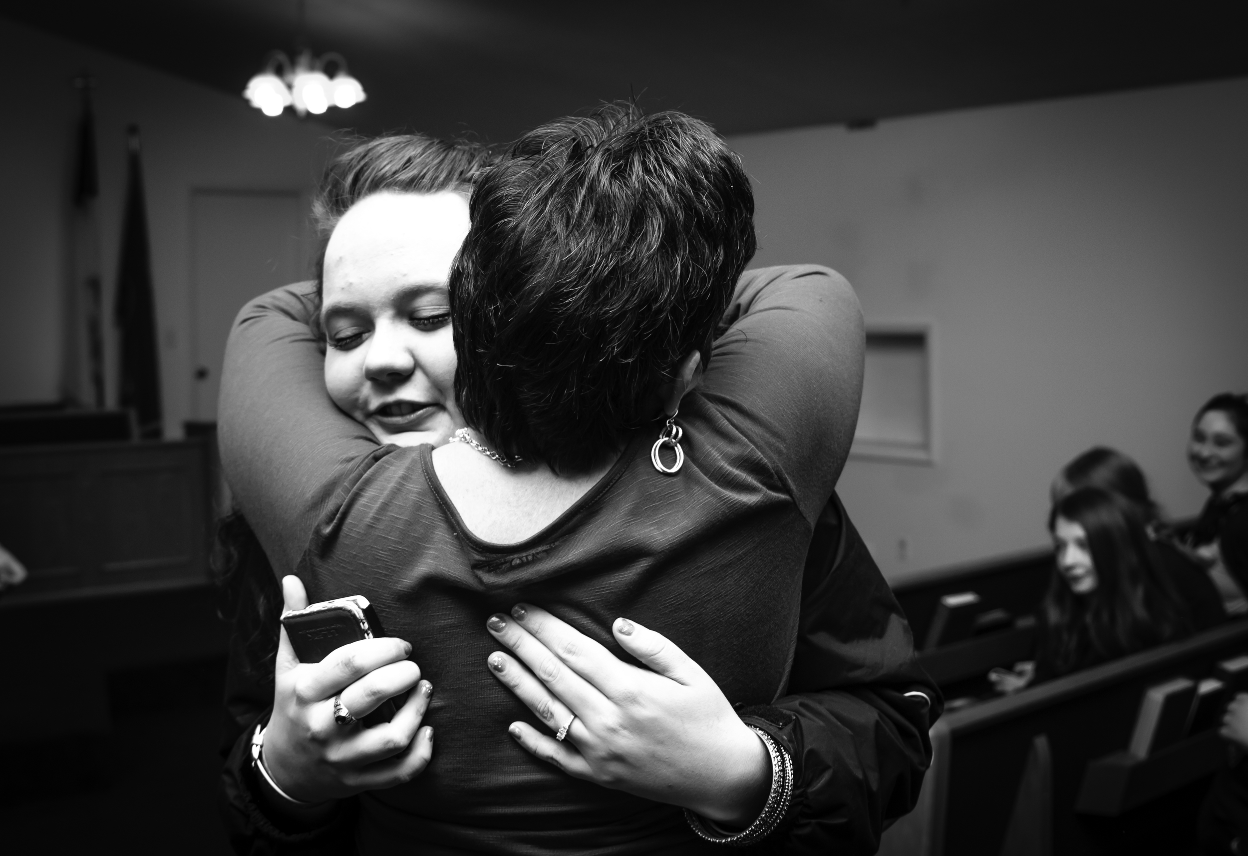 Straight to momma for a hug!!!