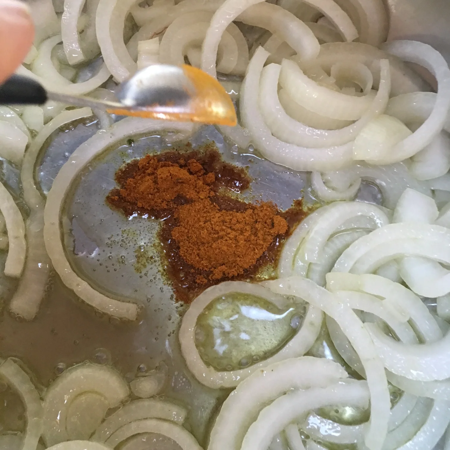   heating curry in the sauté pan...   