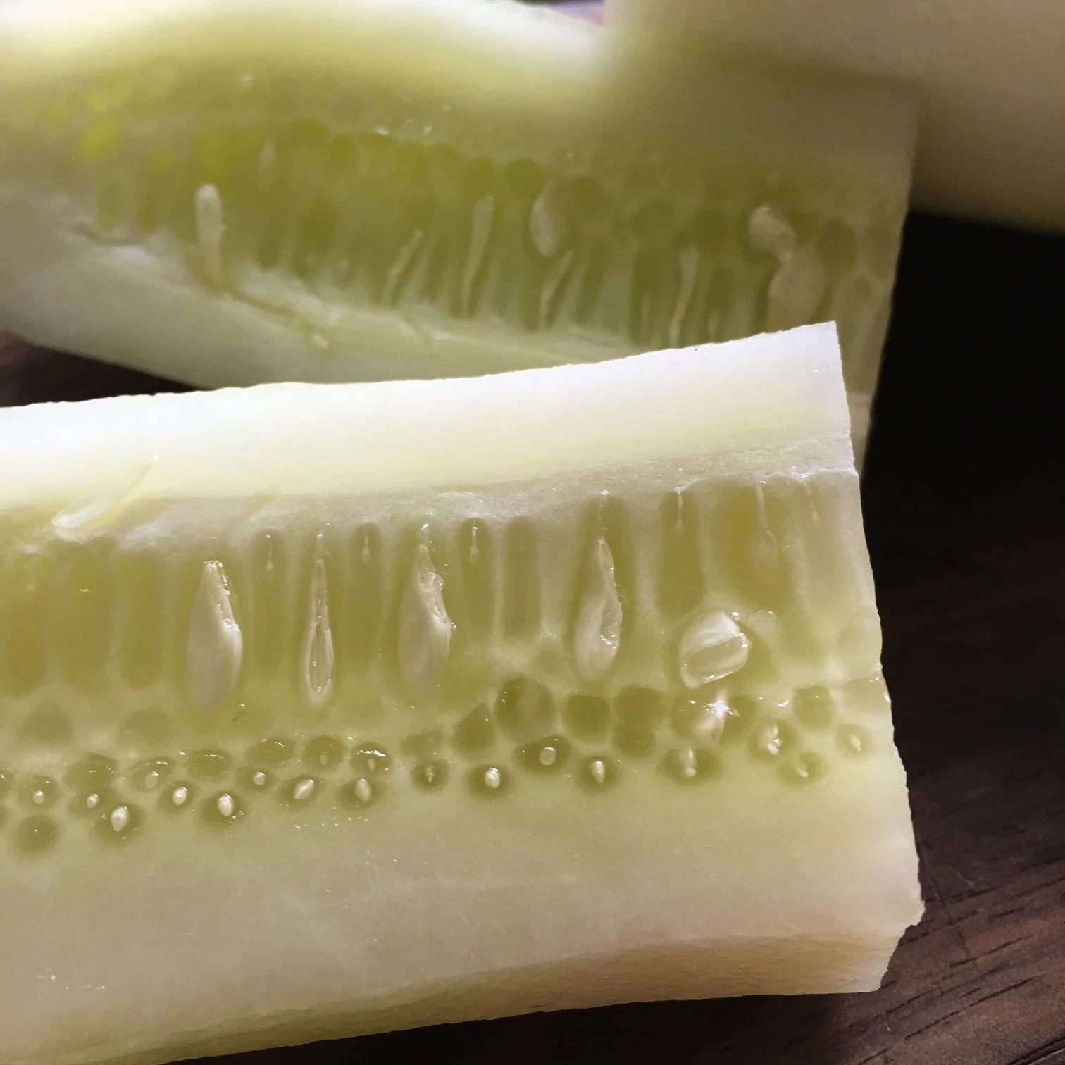    peeled cucumber halves...   
