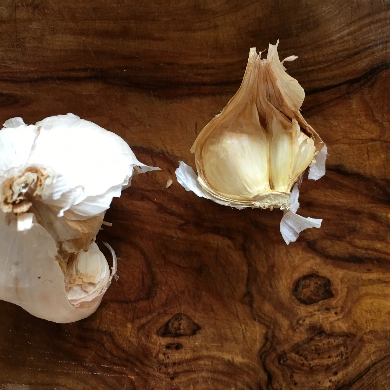   peeling two cloves of garlic...   