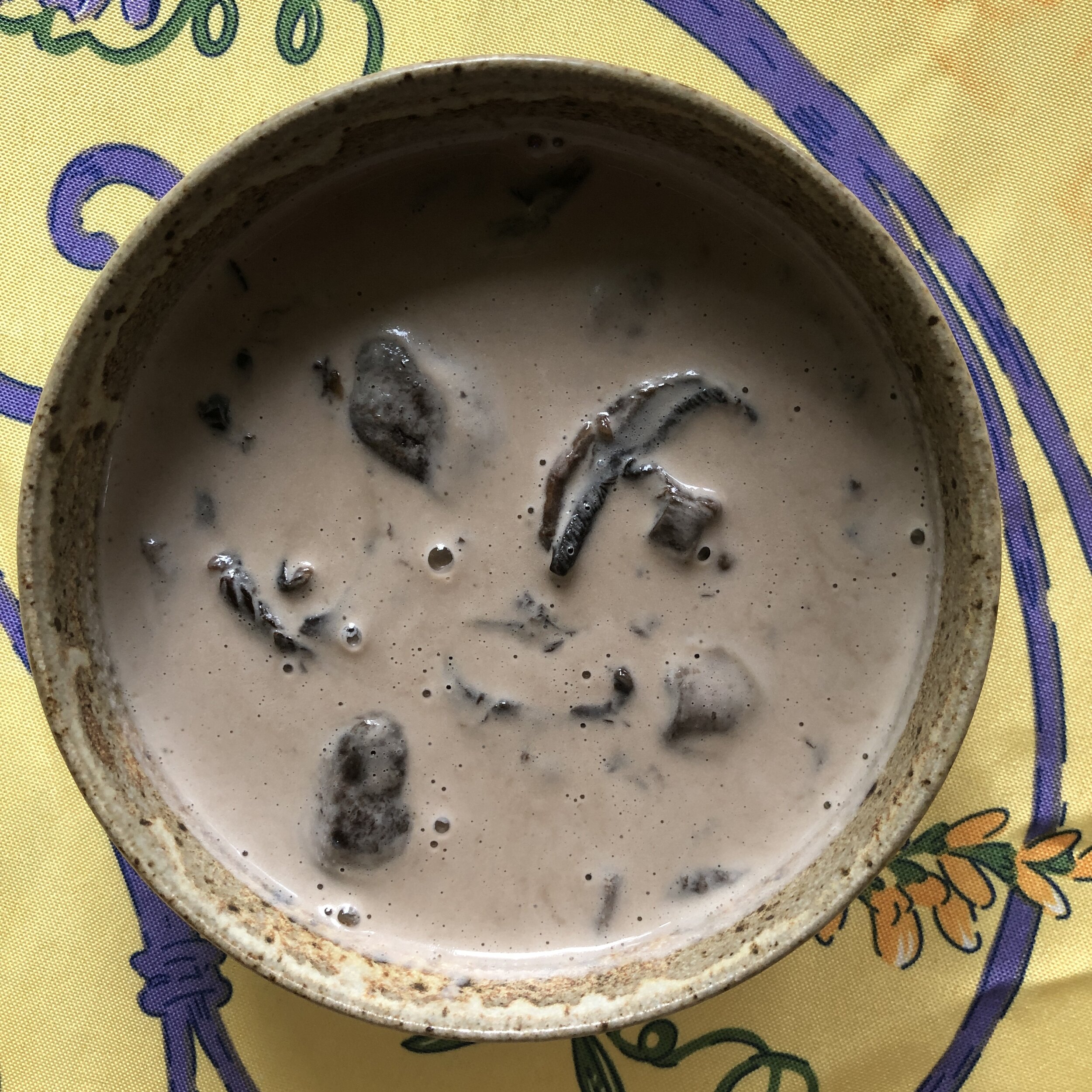    a creamy coconut mushroom soup…   