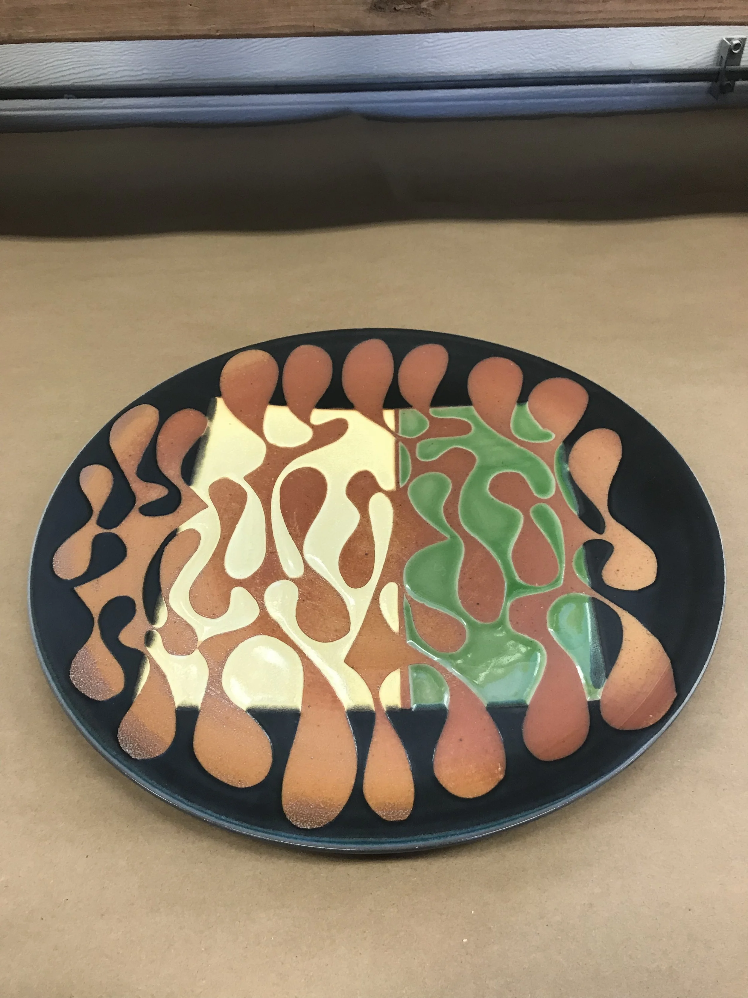 Black, Yellow and Green Serving Platter