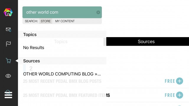 Searching for topics and sources in Mosaiscope