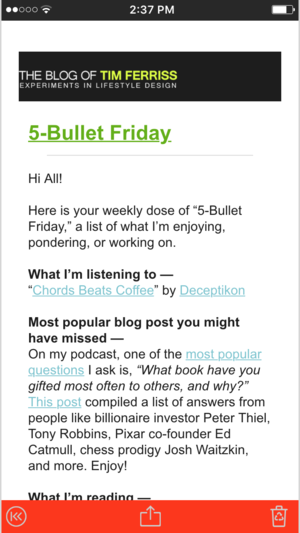 An email displayed in email subscribe™