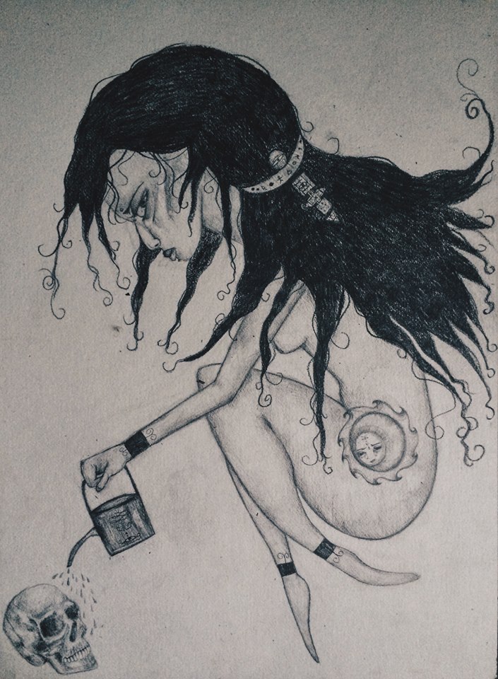 Watering Dead Things. 22" x 28". 2016.