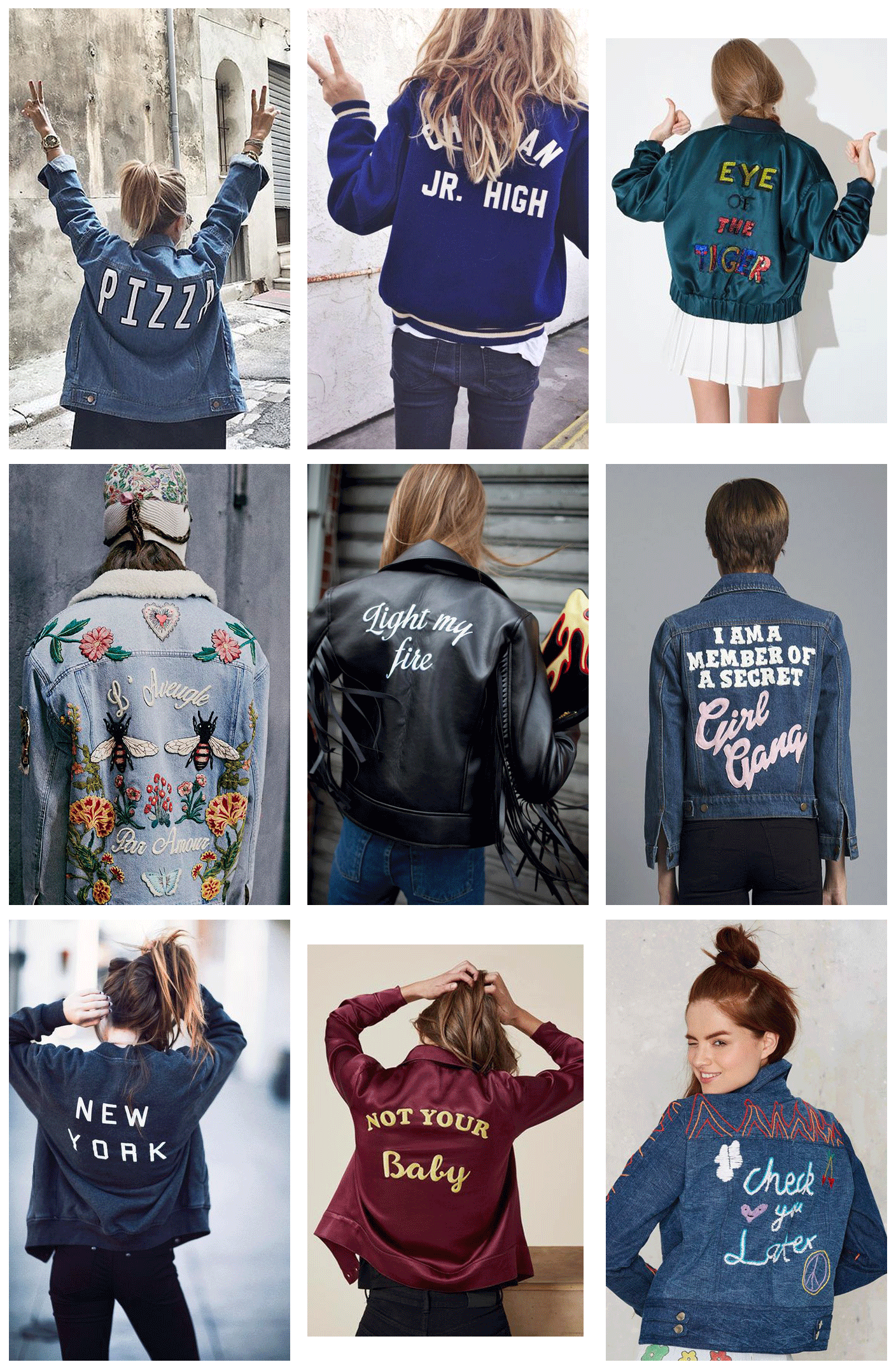 denim jacket with words on back
