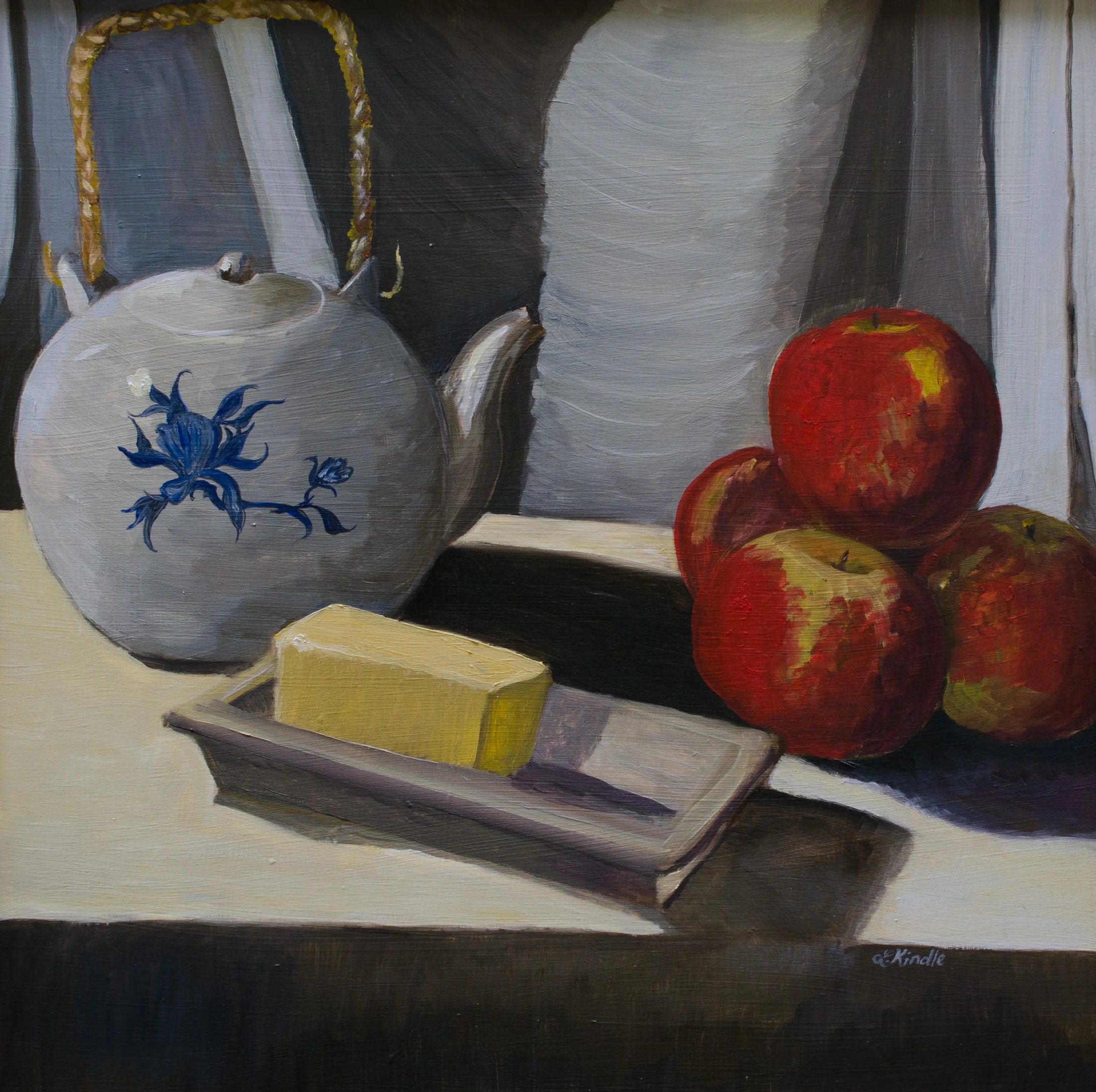 "Grandmommy's Teapot When She Was Alive," oil on masonite, 24x24'' 2005
