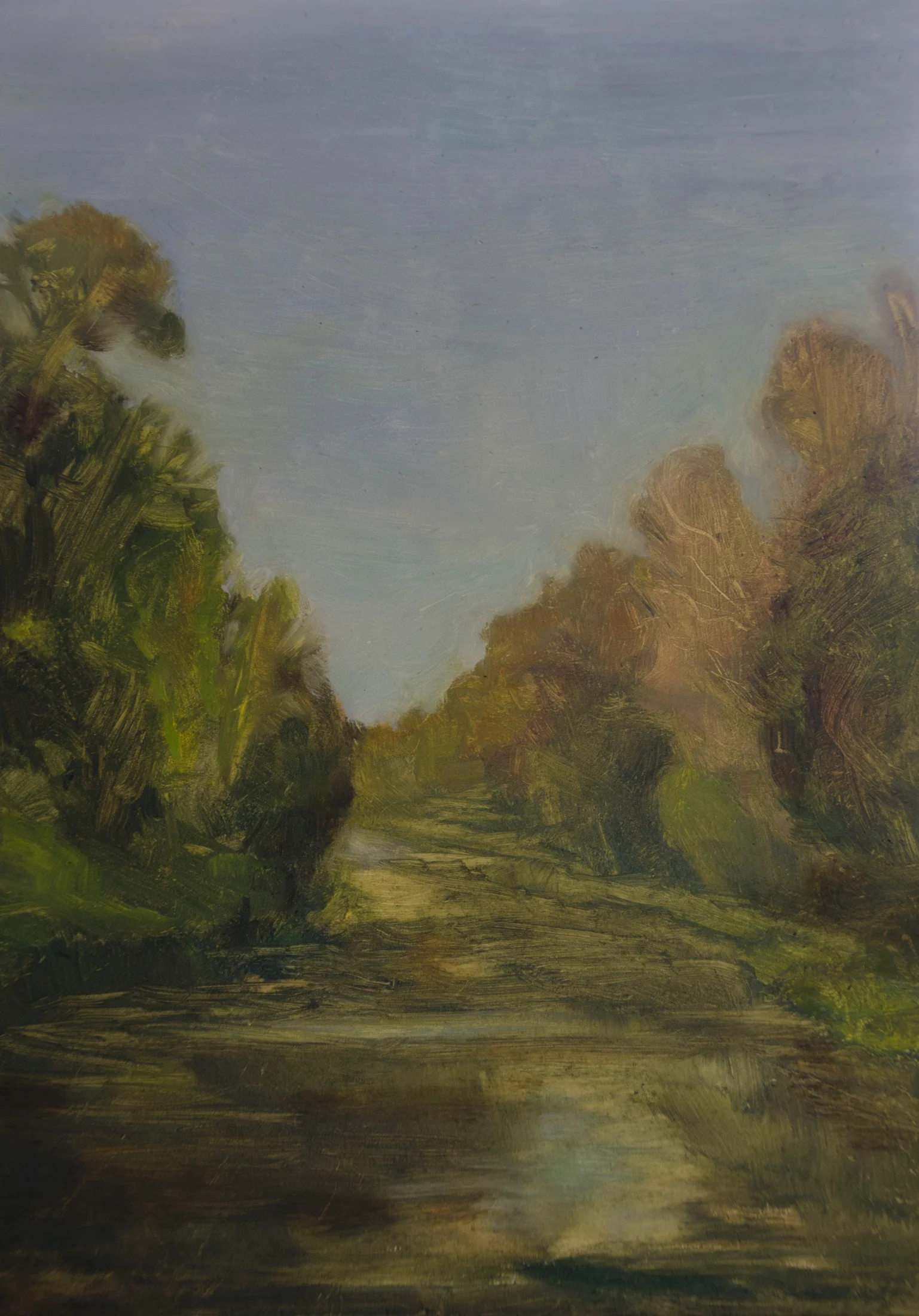 My painting, "Morning on Lehigh Canal" oil on gessoboard, 9x12''