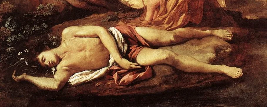 detail from "Echo and Narcissus" by Poussin (1628-30)