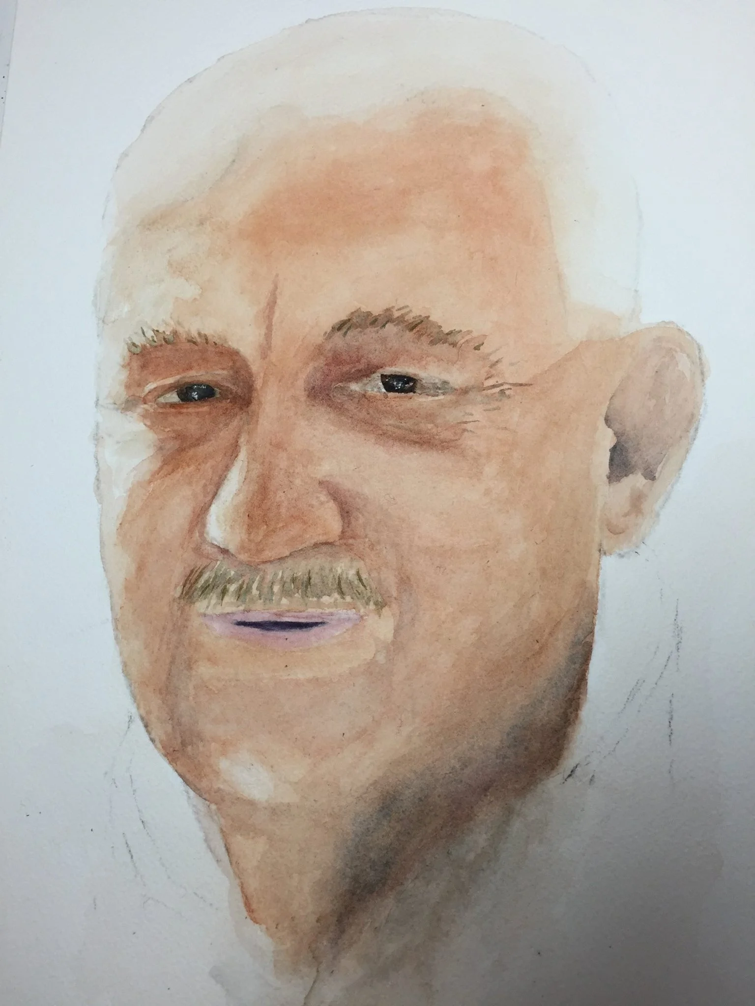 Kate's watercolor painting of "Audy" from our Intersections project .