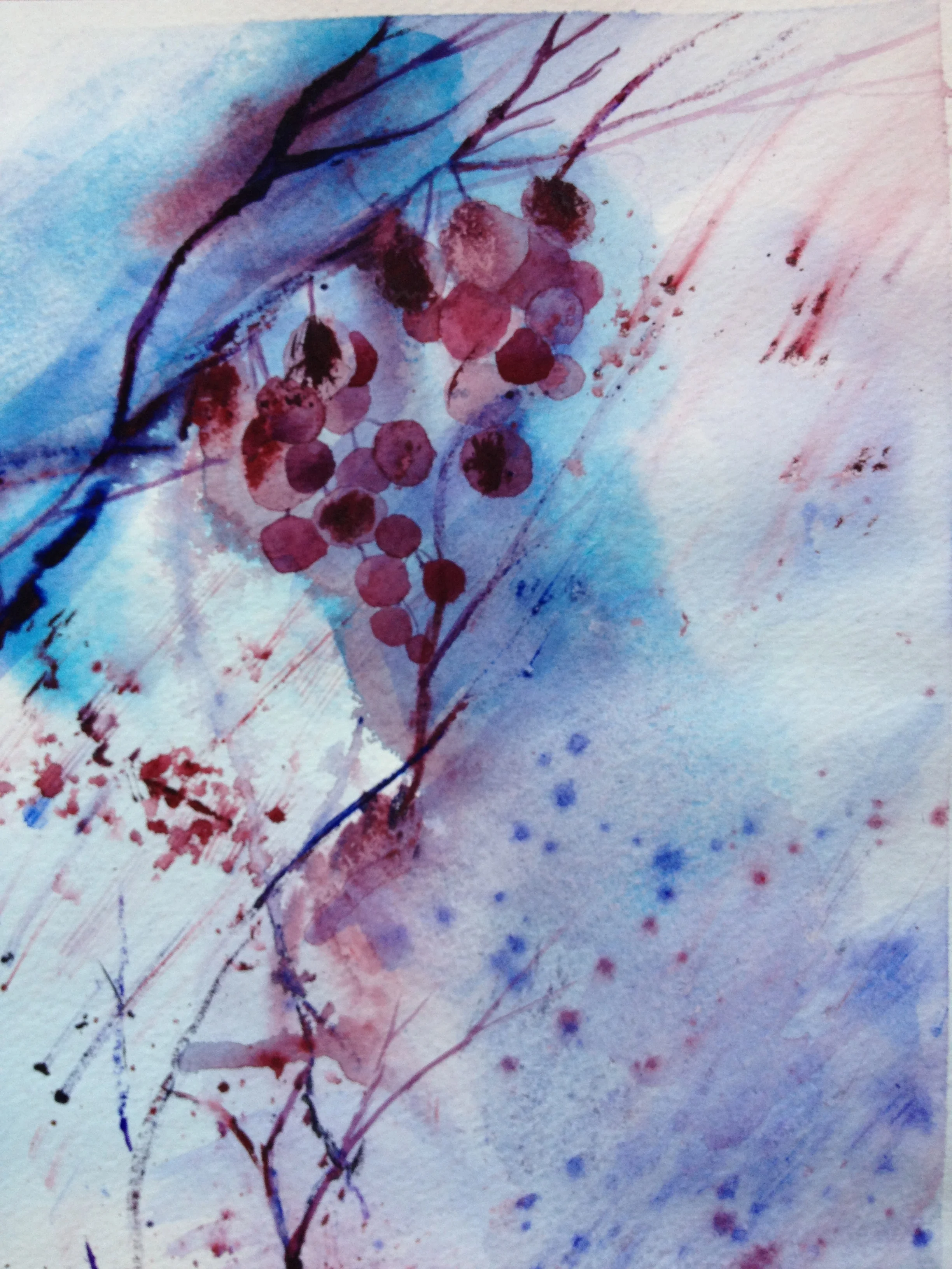 "Winterberries" watercolor by Kate Brandes