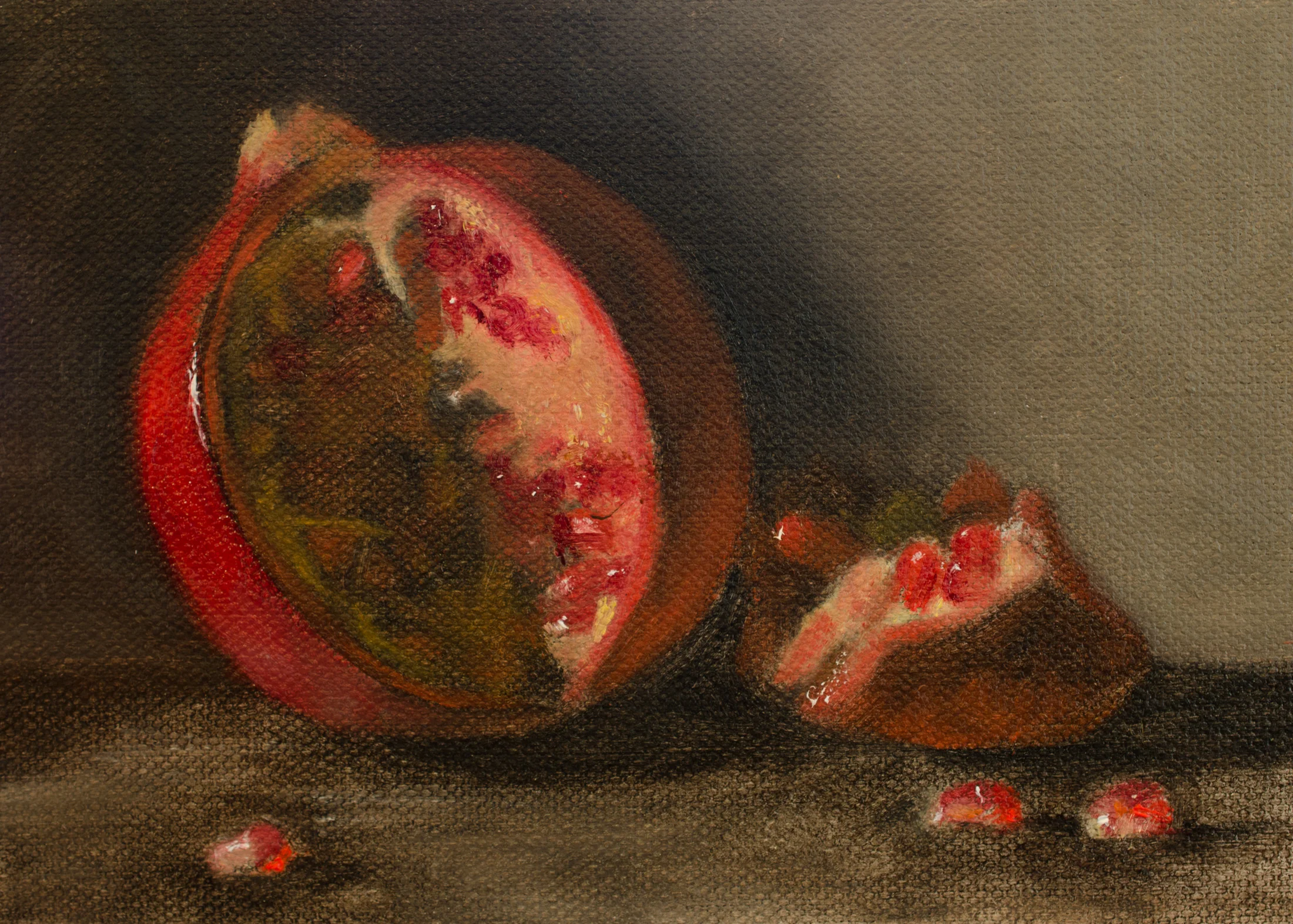 "Pomegranate" by Lauren Kindle, oil on canvas, 5x7''