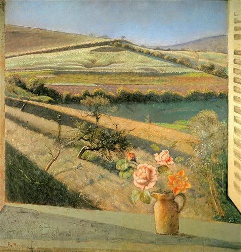 "The bouquet of roses on the window"