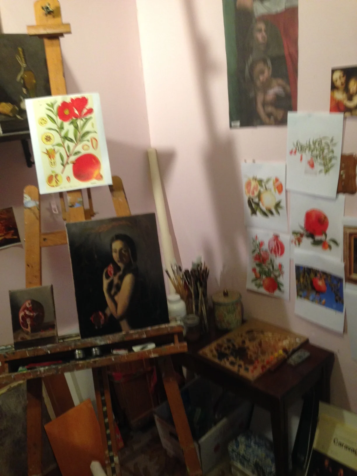 Surrounded by illustrations of pomegranates...