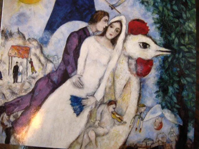"Fiancees of the Eiffel Tower" by Marc Chagall