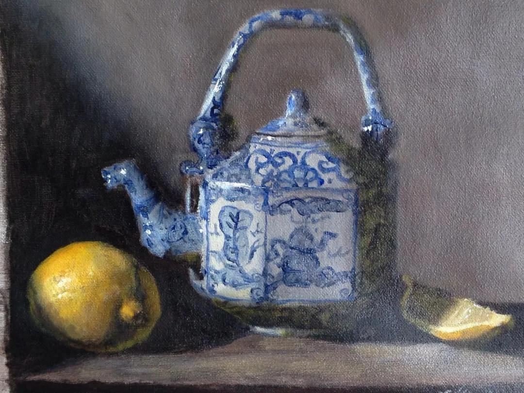 "Helena's Teapot" oil on canvas, 8x10''