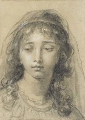 Head of a Young Girl, charcoal on paper
