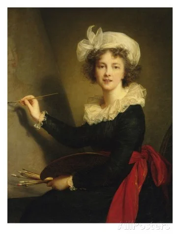 another self portrait of herself, at her easel