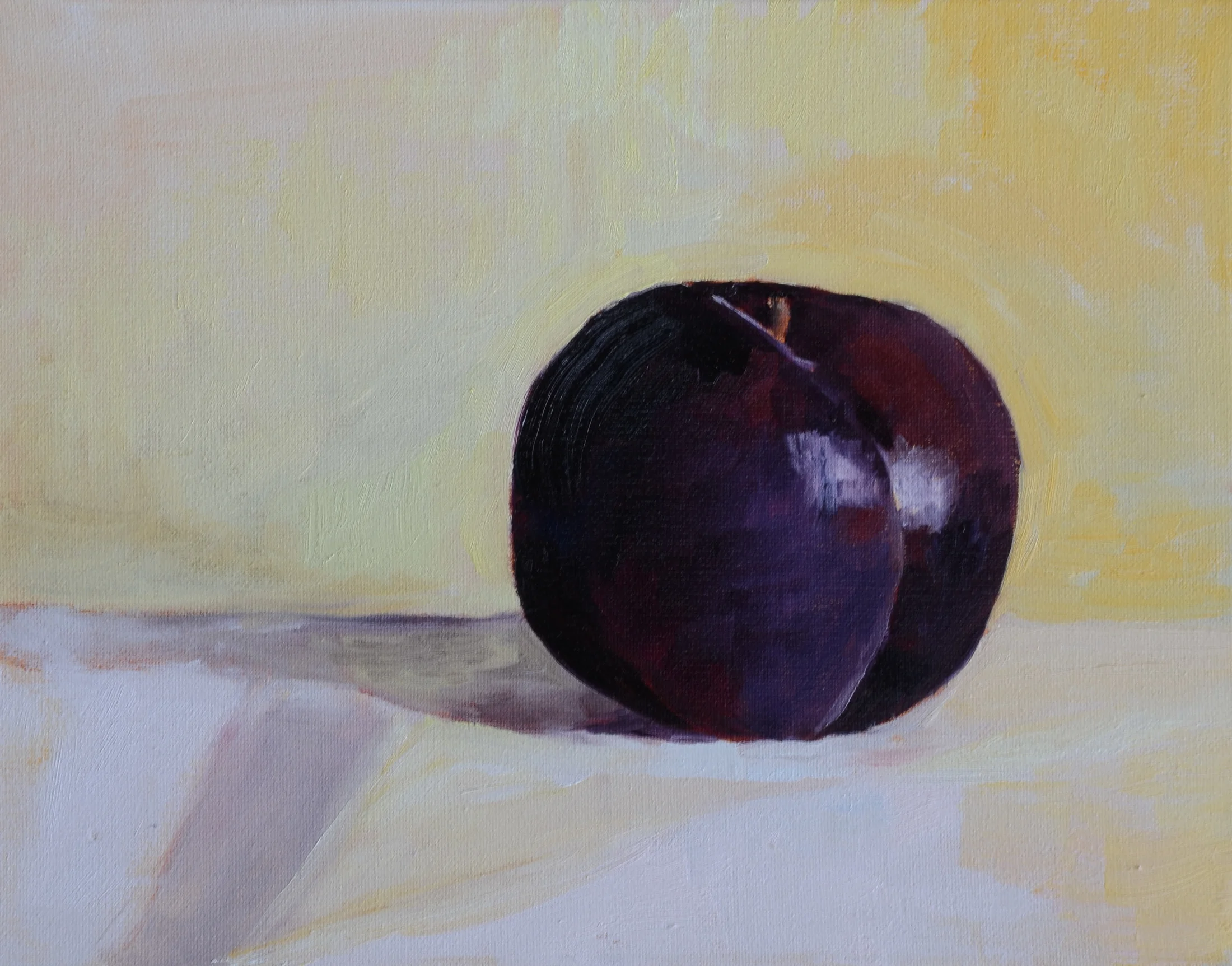 "One Plum" oil on canvas, 11x14'' My first painting homework assignment from Graham.