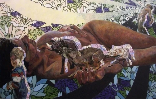 "Mad as Softness" by Graham Preston, acrylic, 52x96''