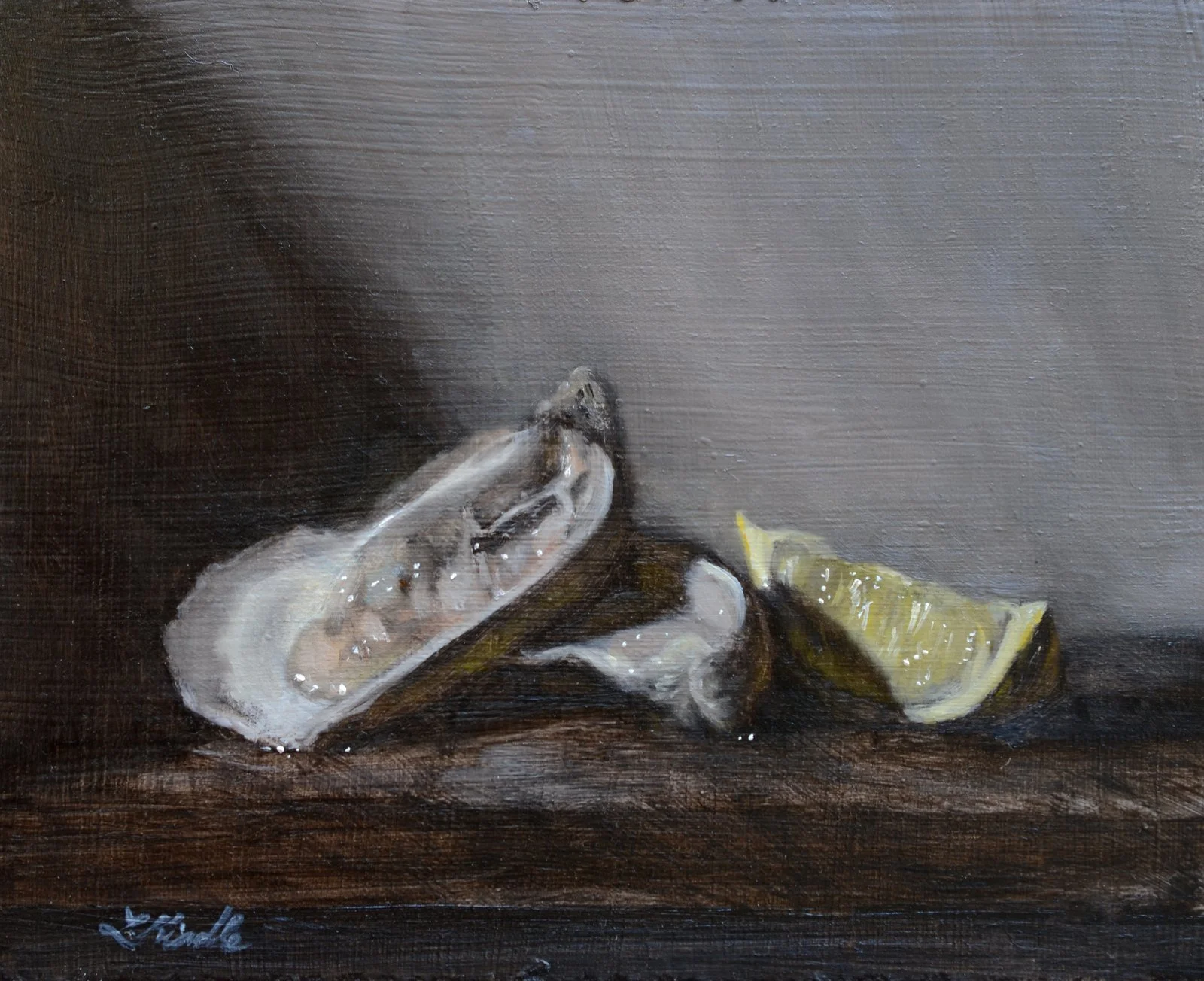 "So sweet is their flesh," oil on wood board, 8x10"