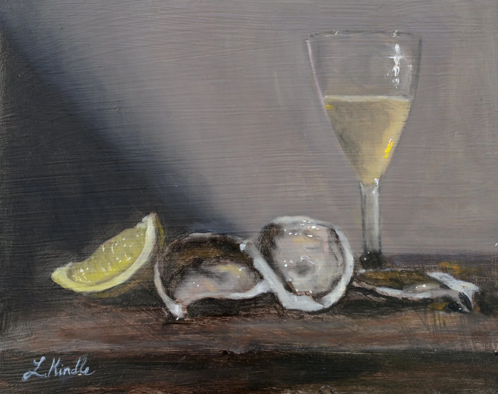 "The Oyster's Weeping Foot" oil on board, 8x10'' 