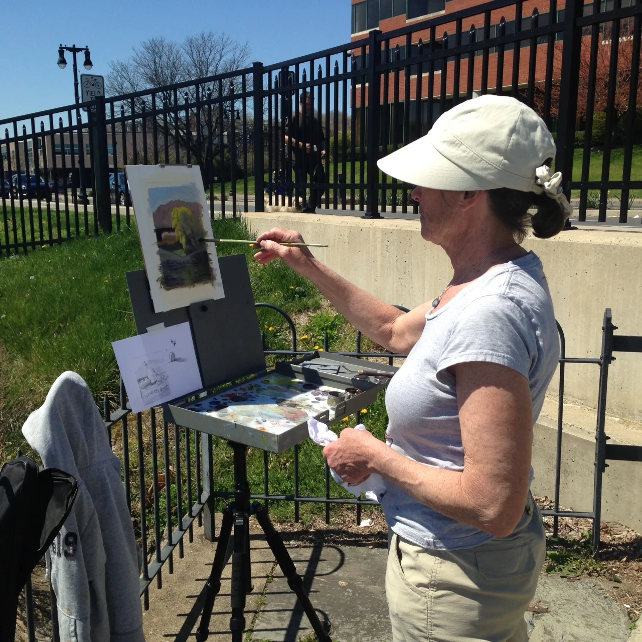 Kathy, another student, at her easel, doing some great work.