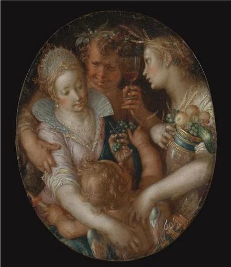 Bacchus Between Ceres and Venus, by Joachim Wtewael