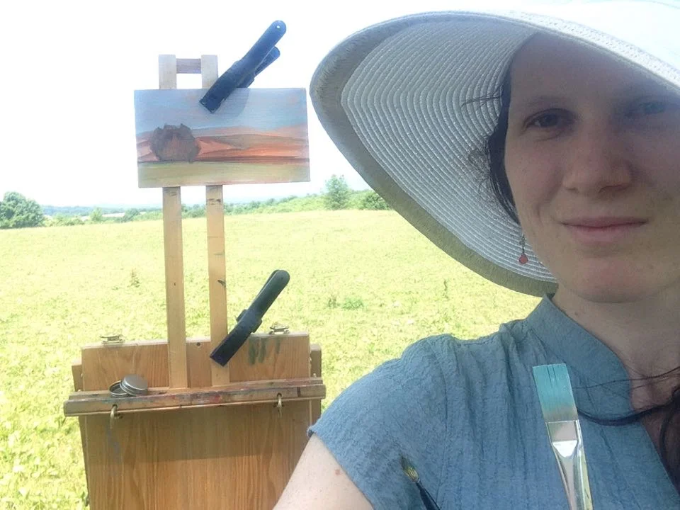 Here I am on my first plein air adventure of the summer. I found this great vista at Stoney Ridge Horse Farm in Bangor, PA. Thanks to my good friend Berry for babysitting my kids this particular day! Friends are the best!!!