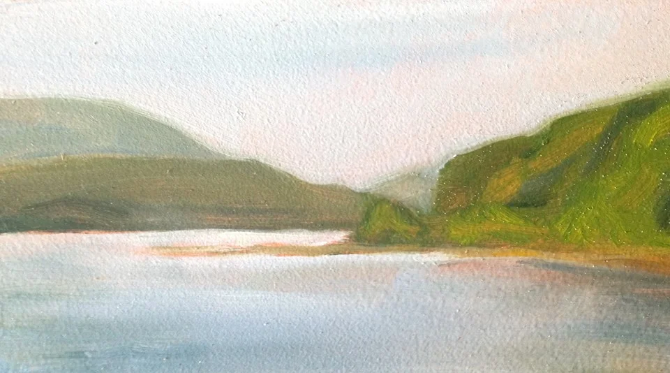 "Peaceful River" 4x7" oil on board 