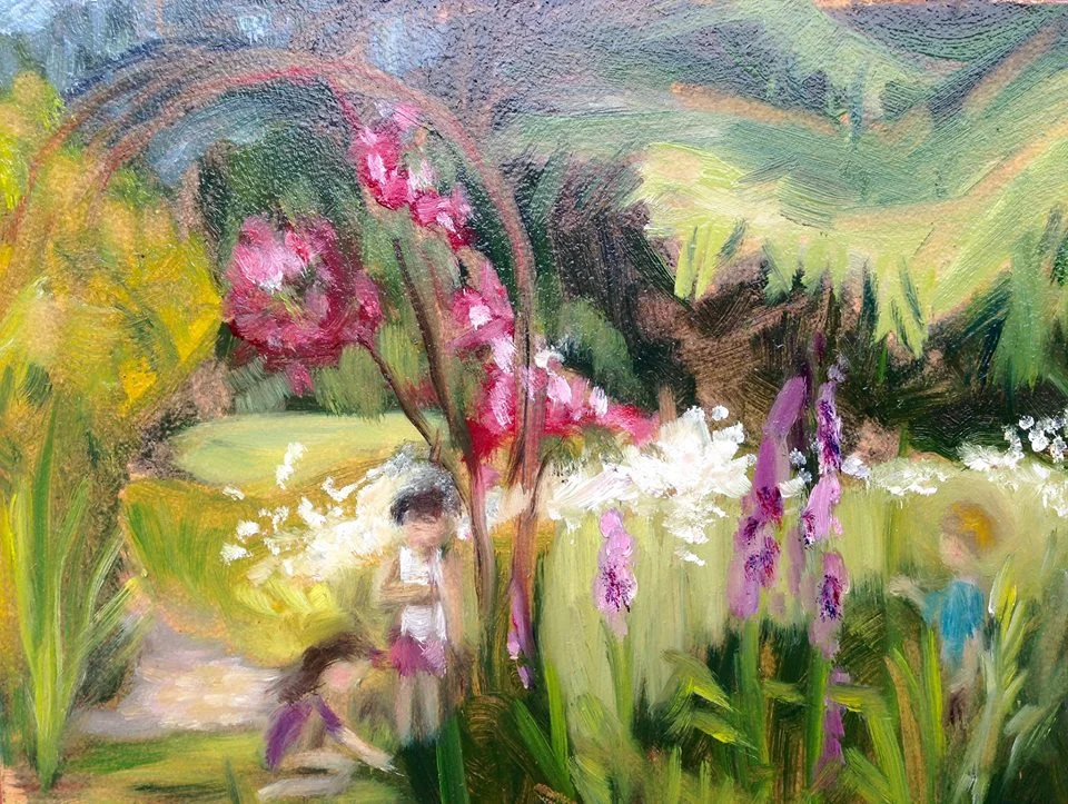 "Children in the Garden" oil on board, 5x7" SOLD