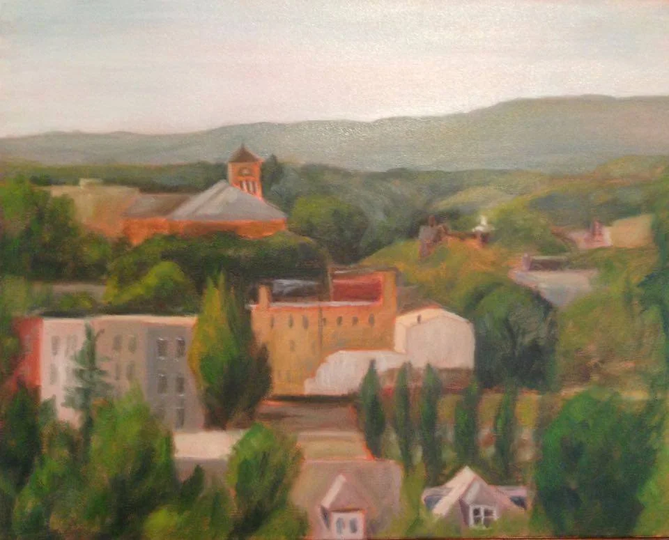 Finished painting: "Easton Rooftops in September" 16x20" oil on canvas. Sorry this isn't the best photo. I'll update it as soon as I can.