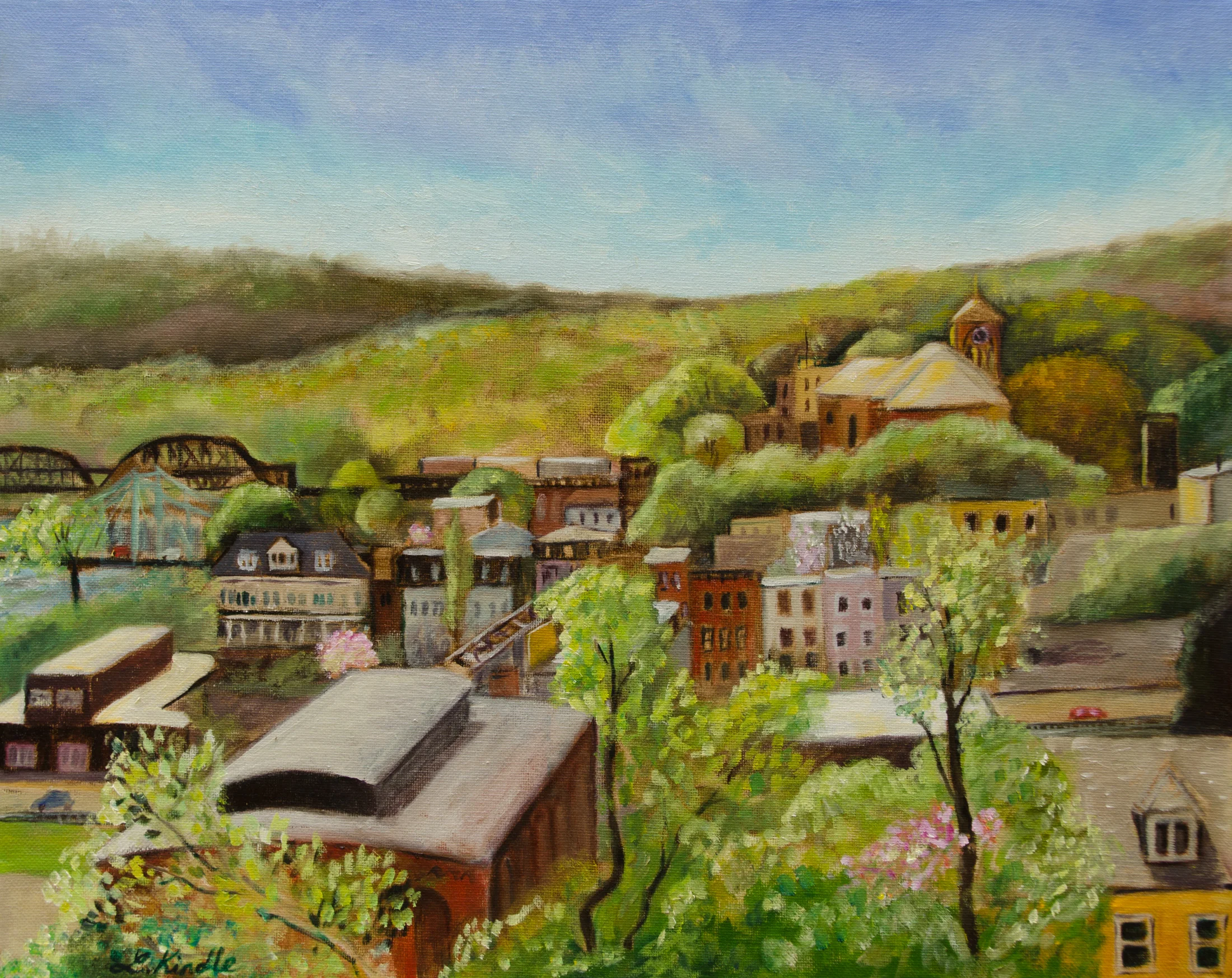 "Easton Rooftops in Spring" May 2015, 16x20" oil on canvas (from the private collection of Berry Steiner)