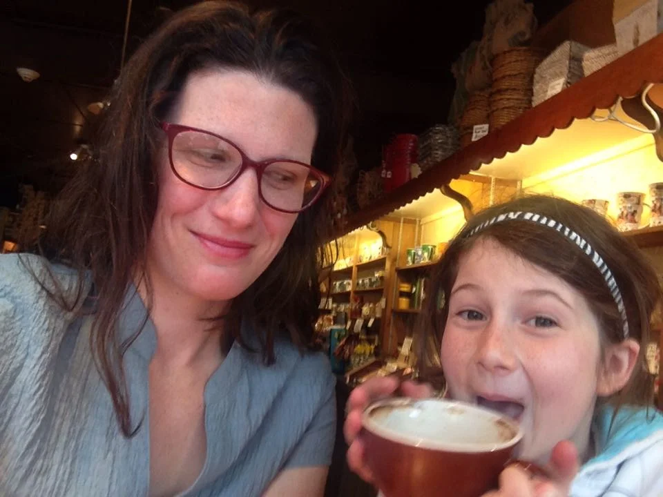 Me and my daughter, having a date at a cafe and being silly!