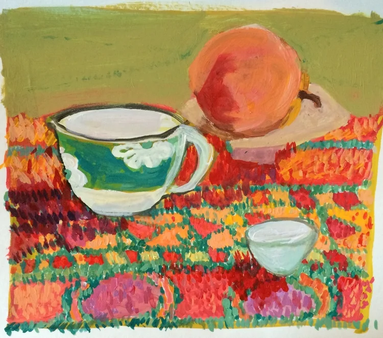 "Cup, Rug, Stone Peach" by Elizabeth Snelling
