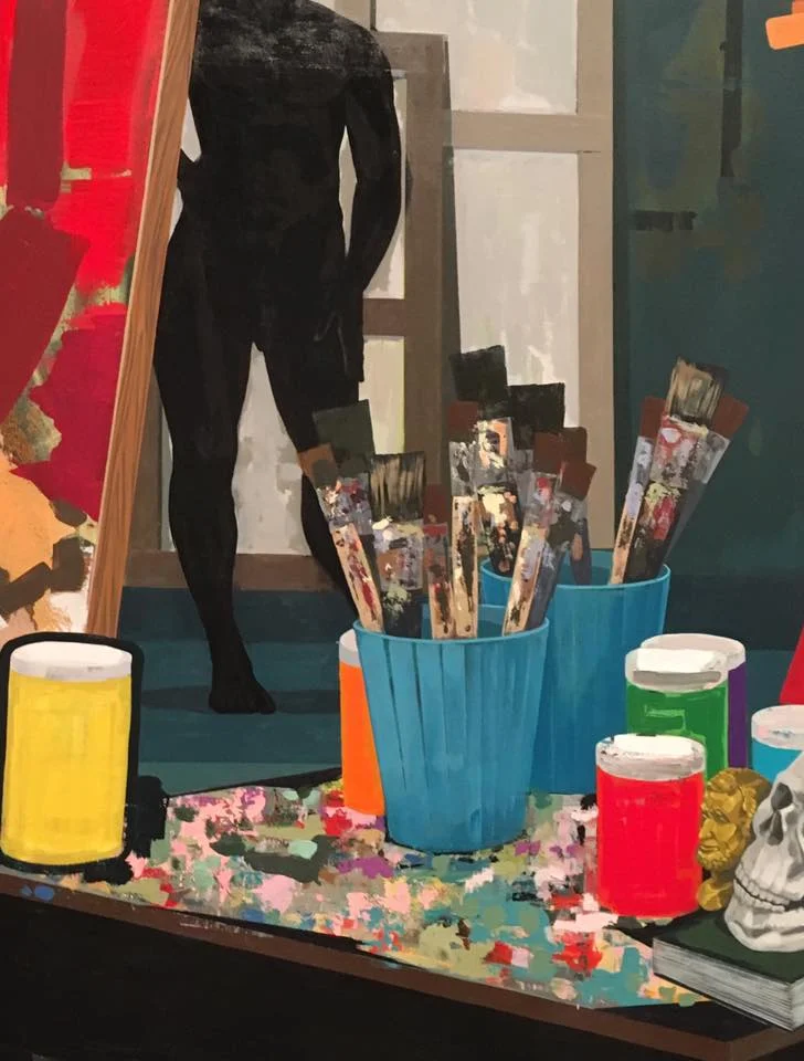 detail of a Kerry James Marshall painting at the Met Breuer, photograph by Elizabeth Snelling