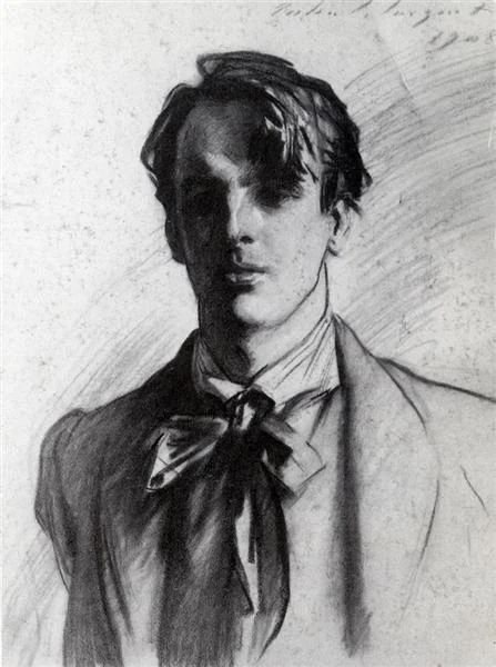 Charcoal portrait of the poet W.B. Yeats, by John Singer Sargent