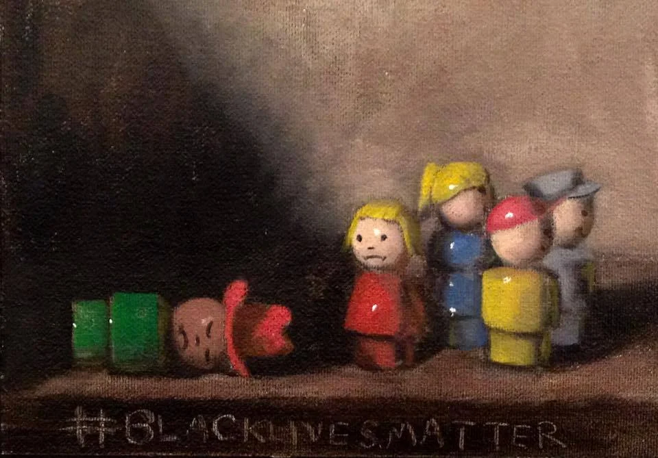 blacklivesmatter 5, oil on canvas, 5x7", from the collection of Audrey Kantner, a children's librarian at the Easton Area Public Library.
