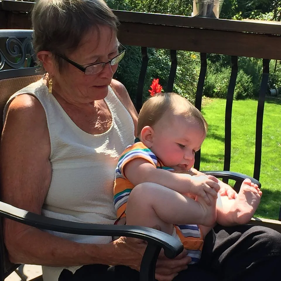 Here is a picture of Lida holding her newest grandchild, Sullivan, back in September, 2016.