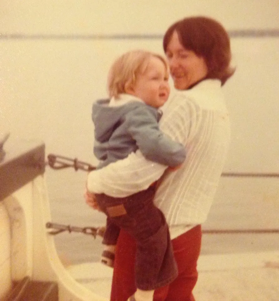 Many years ago, a young Lida holds her first son, Ian. (Ian is my husband, now 42 years old!)