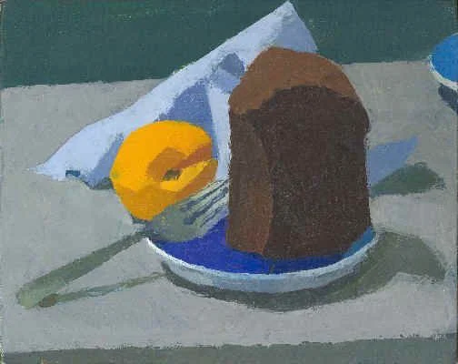 "Chocolate Cake with Apricot" by Ken Kewley, oil on panel