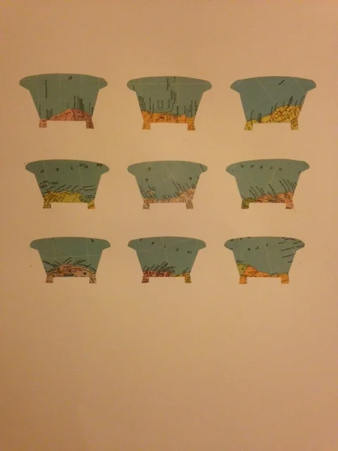 "Bathing off the coast of places I've never been to" collage by Rachel Engh