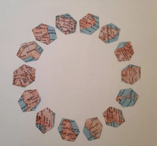 detail of "Island Bangles" collage by Rachel Engh
