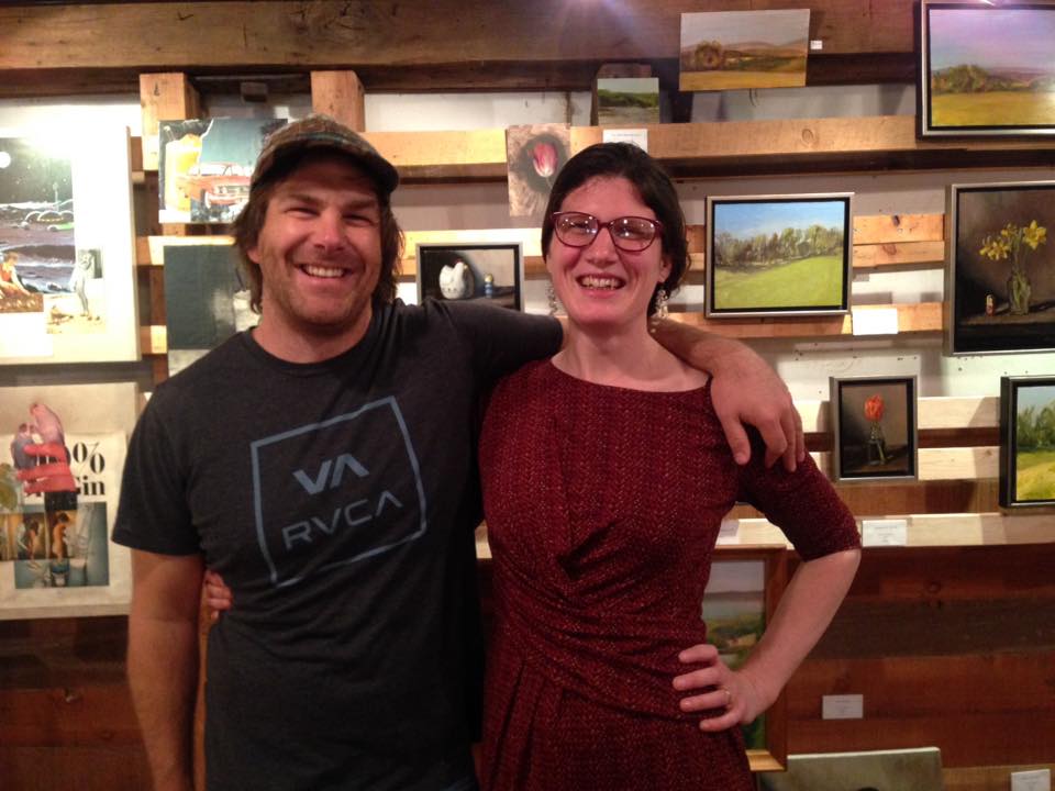 Here is a photo of Graham and me, in front of my paintings. We have been friends since high school! #oldfriends #artfriends