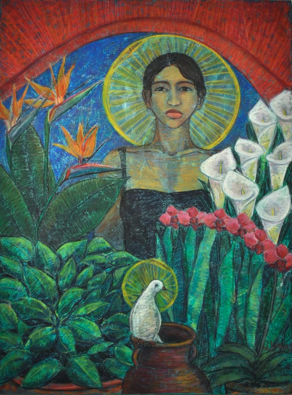 "Eva”, oil pastel and acrylic on canvas, 24x36, 2015